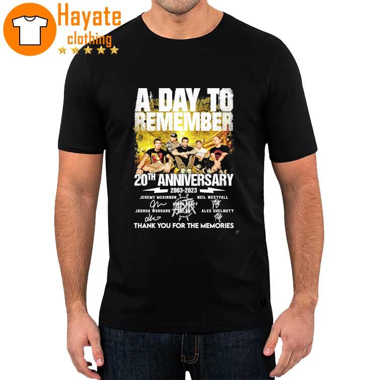 A Day to Remember 20th Anniversary 2003-2023 thank You for the memories signatures shirt