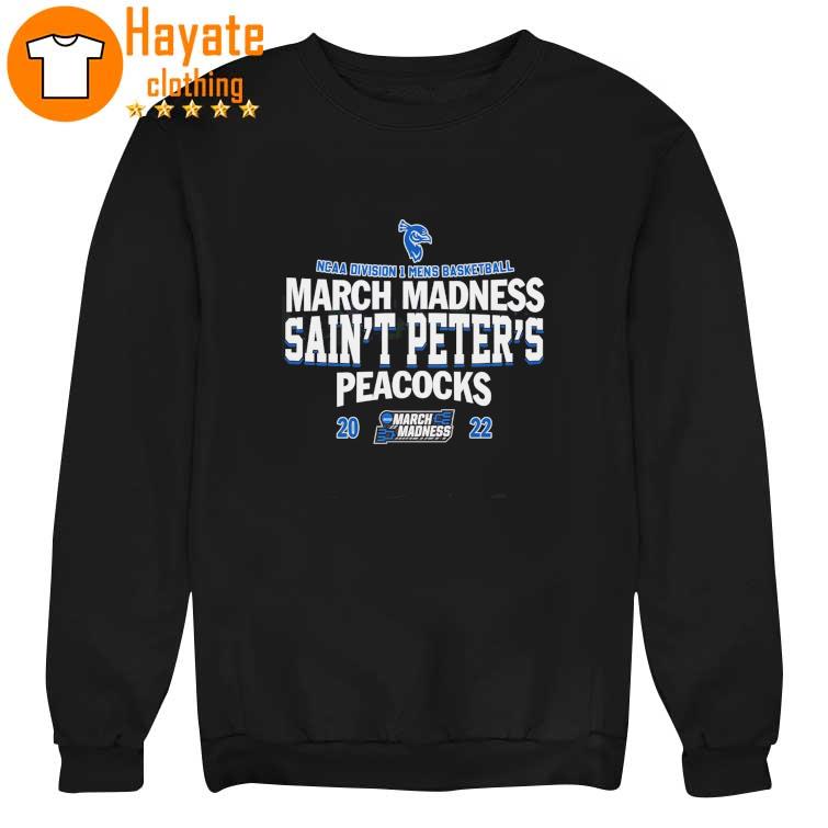 NCAA Division I men's basketball March Madness Saint Peter's Peacocks 2022 sweater