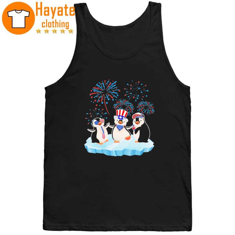 Penguin happy 4th of July tank top