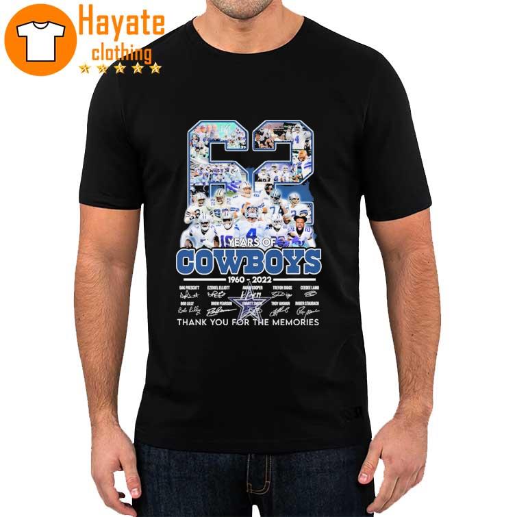 Official 62 Years of Dallas Cowboys 1960-2022 thank You for the memories signatures shirt