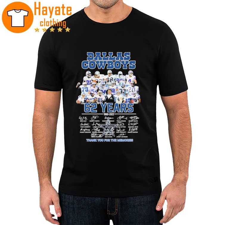 Official Dallas Cowboys 62 Years 1960-2022 thank You for the memories signatures shirt