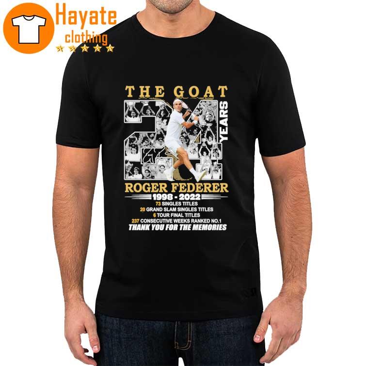 Official The Goat 24 Years Roger Federer 1998-2022 thank You for the memories signature shirt