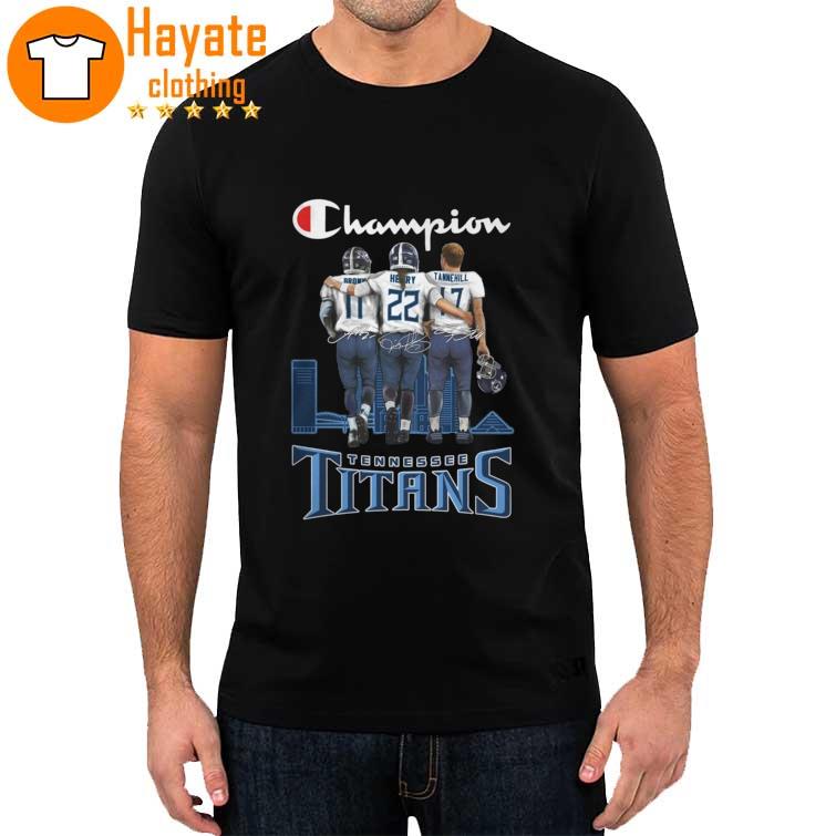 Tennessee Titans Brown Henry and Tannehill Champions Skyline signatures shirt