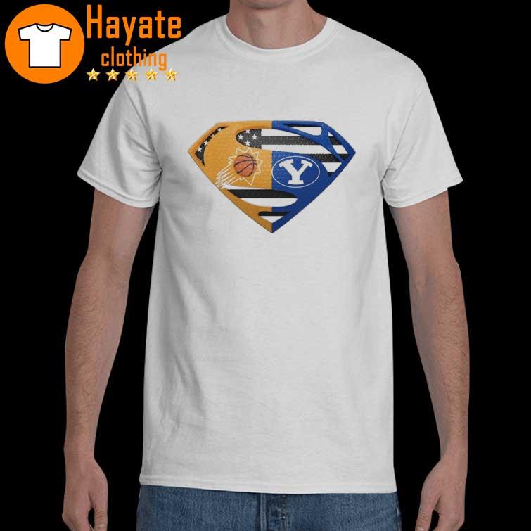 Original Phoenix Suns Byu Cougars Superman Logo Us Flag Shirt